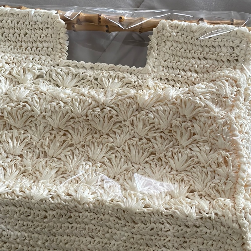 Vintage | Japanese Woven Straw Bag with Bamboo Handles